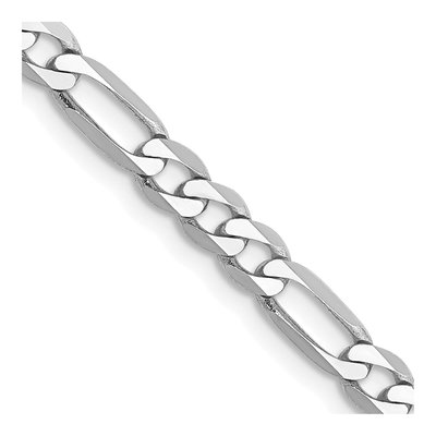 14K White Gold 4mm Flat Figaro Chain