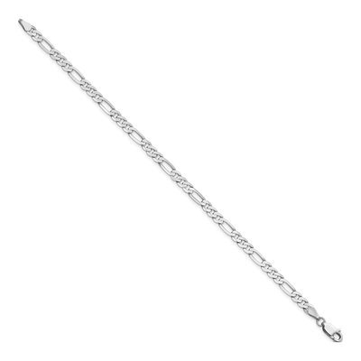 14K White Gold 4mm Flat Figaro Chain Bracelet – view 2