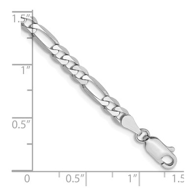14K White Gold 4mm Flat Figaro Chain Bracelet – view 3