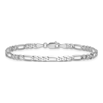 14K White Gold 4mm Flat Figaro Chain Bracelet – view 4