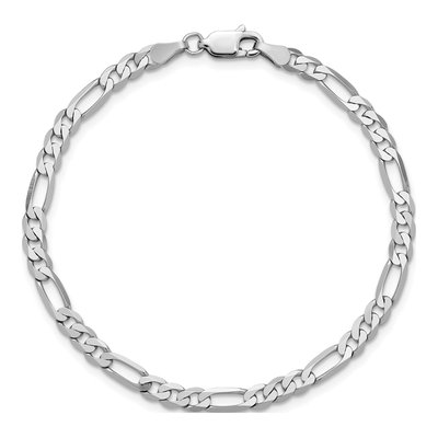 14K White Gold 4mm Flat Figaro Chain Bracelet – view 5