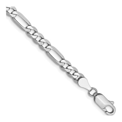 14K White Gold 4.5mm 8-Inch Flat Figaro Chain Bracelet