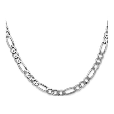 14K White Gold 5.5mm Flat Figaro Chain – view 2