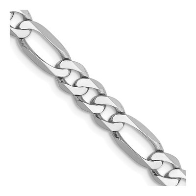 14K White Gold 5.5mm Flat Figaro Chain