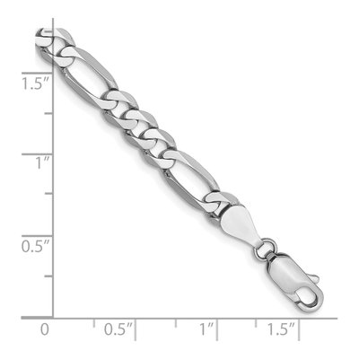 14K White Gold 5.5mm Flat Figaro Chain Bracelet – view 2