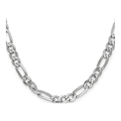 14K White Gold 6mm Flat Figaro Chain – view 2