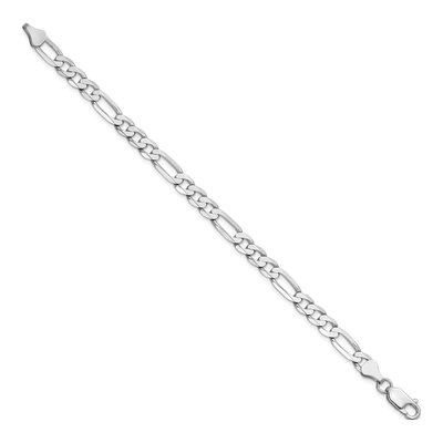 14K White Gold 6mm Flat Figaro Chain Bracelet – view 2