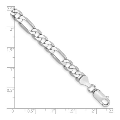 14K White Gold 6mm Flat Figaro Chain Bracelet – view 3