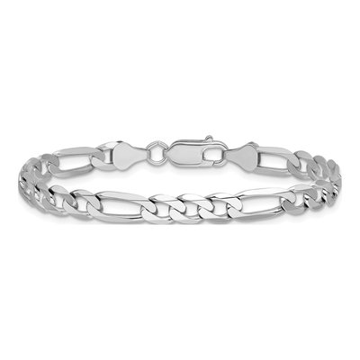14K White Gold 6mm Flat Figaro Chain Bracelet – view 4