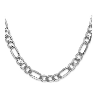 14K White Gold 7mm Flat Figaro Chain – view 2