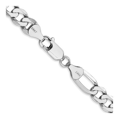 14K White Gold 7mm Flat Figaro Chain – view 3