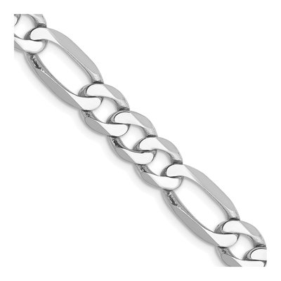 14K White Gold 7mm Flat Figaro Chain