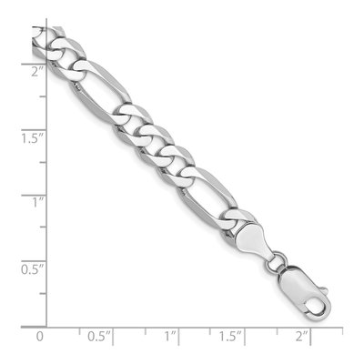 14K White Gold 7mm Flat Figaro Chain Bracelet – view 2