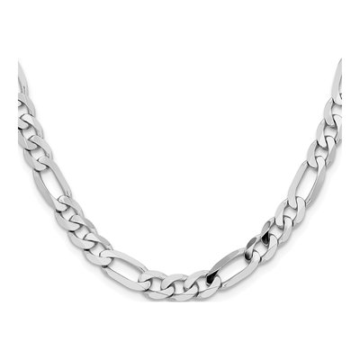 14K White Gold 7.5mm Flat Figaro Chain – view 2