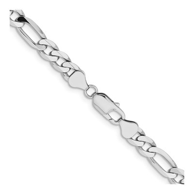 14K White Gold 7.5mm Flat Figaro Chain – view 3