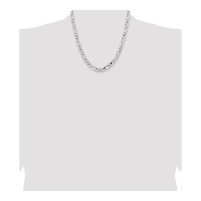 14K White Gold 7.5mm Flat Figaro Chain – view 4