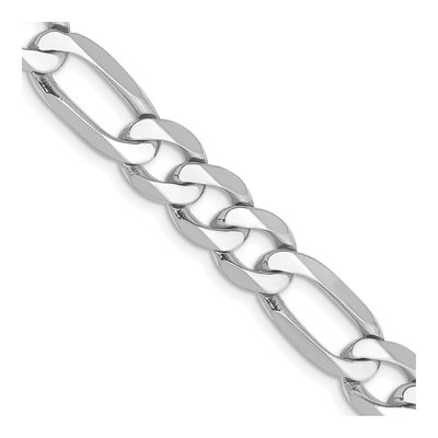 14K White Gold 7.5mm Flat Figaro Chain