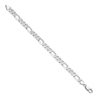 14K White Gold 7.5mm Flat Figaro Chain Bracelet – view 2