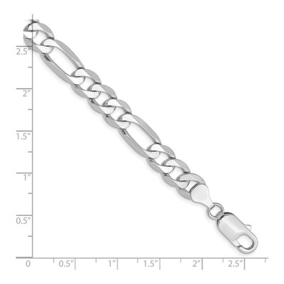 14K White Gold 7.5mm Flat Figaro Chain Bracelet – view 3