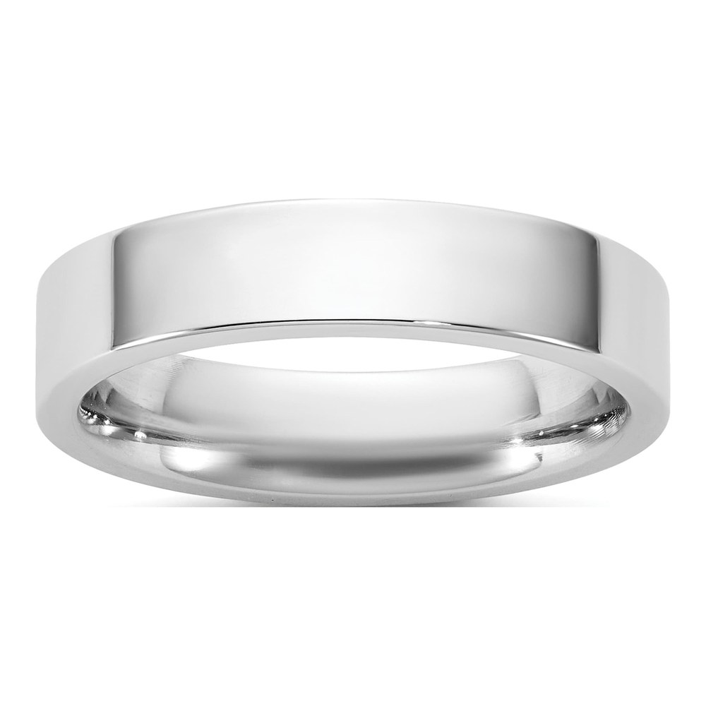 14K White Gold Rhodium-Plated 4.5mm Standard Flat Comfort Fit Band Size 9.5