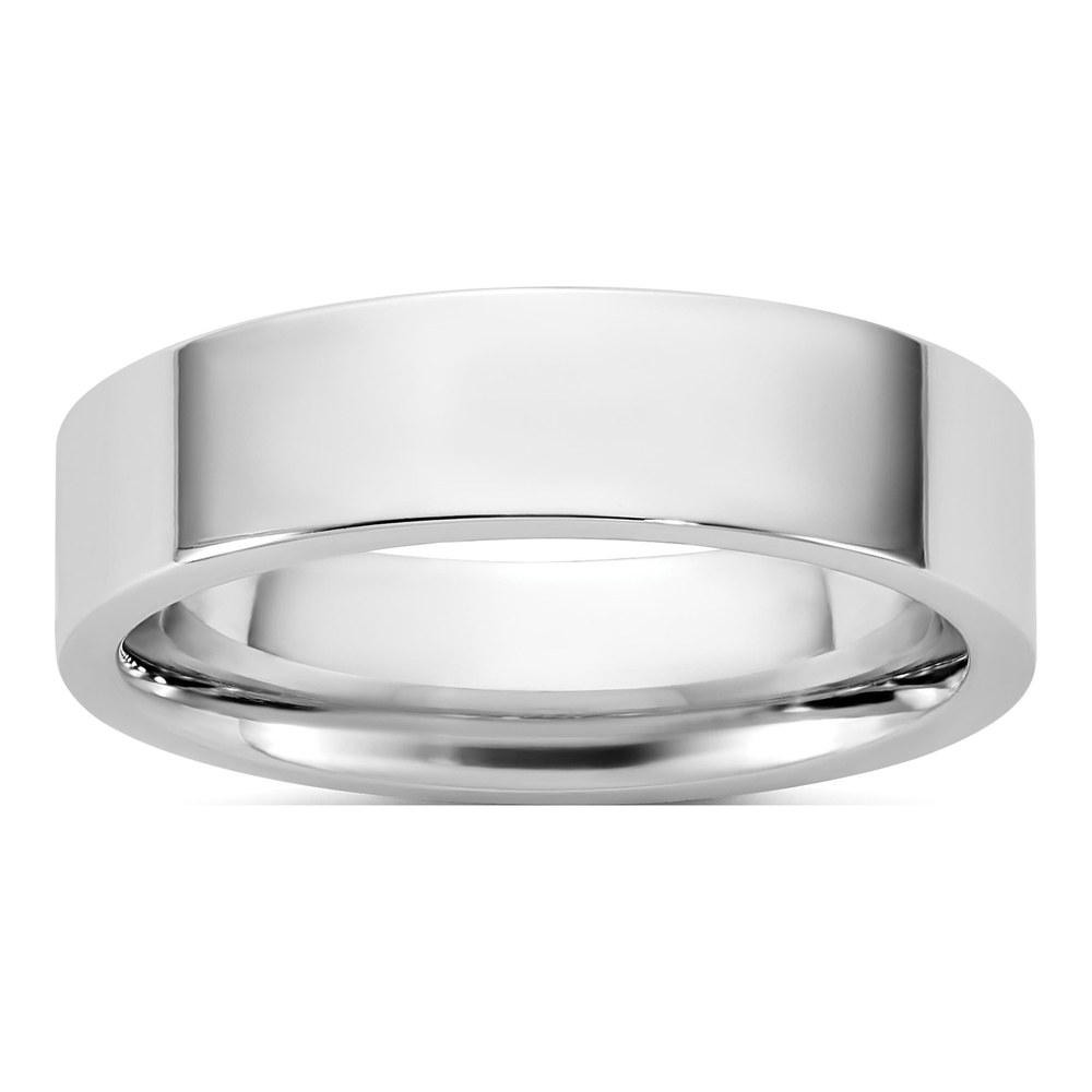 14K White Gold Rhodium-Plated 5.5mm Standard Flat Comfort Fit Band Size 9