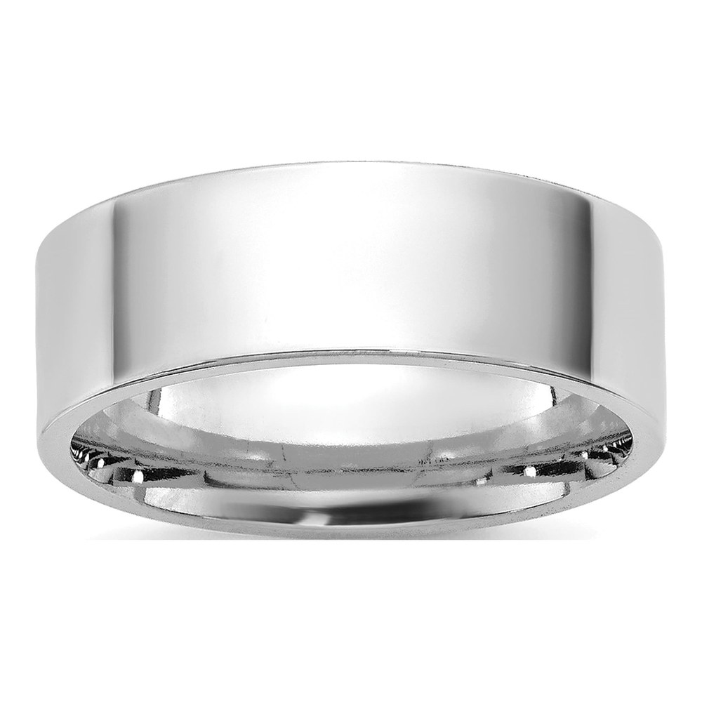 14K White Gold Rhodium-Plated 6.5mm Standard Flat Comfort Fit Band Size 8