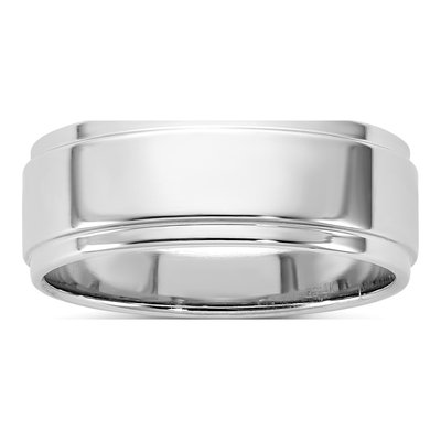 14K White Gold 7mm Step Edge Wedding Band