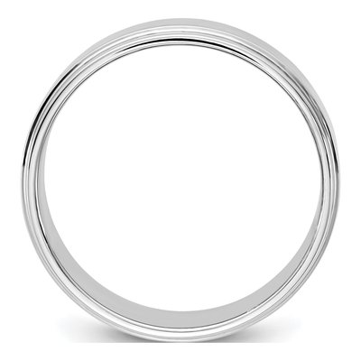 14K White Gold 7mm Step Edge Wedding Band – view 2