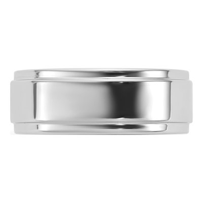 14K White Gold 7mm Flat Wedding Band – view 3