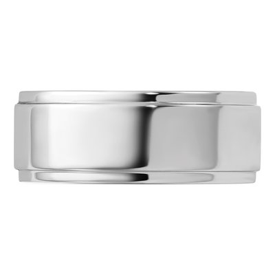 14K White Gold 8mm Step Edge Wedding Band – view 4