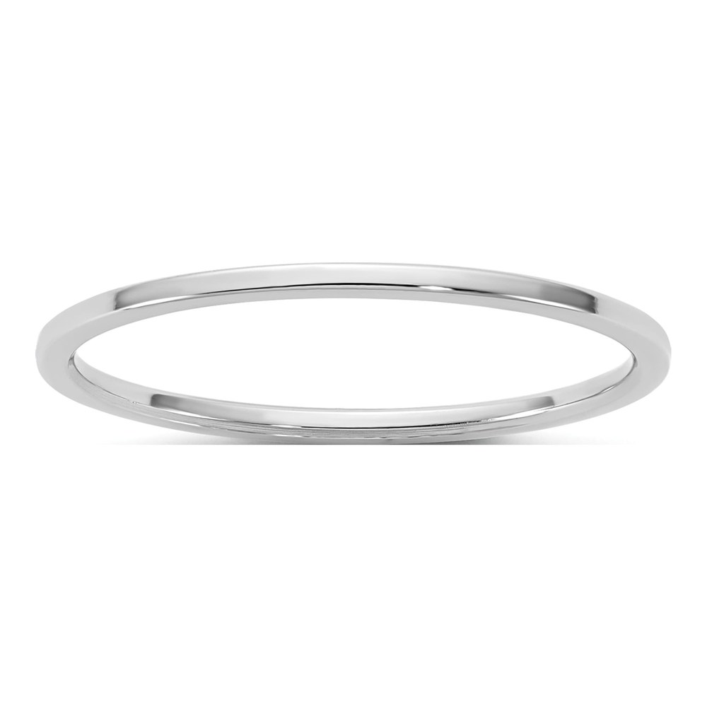 14K White Gold Rhodium-Plated 1mm Light-Weight Flat Band Size 5