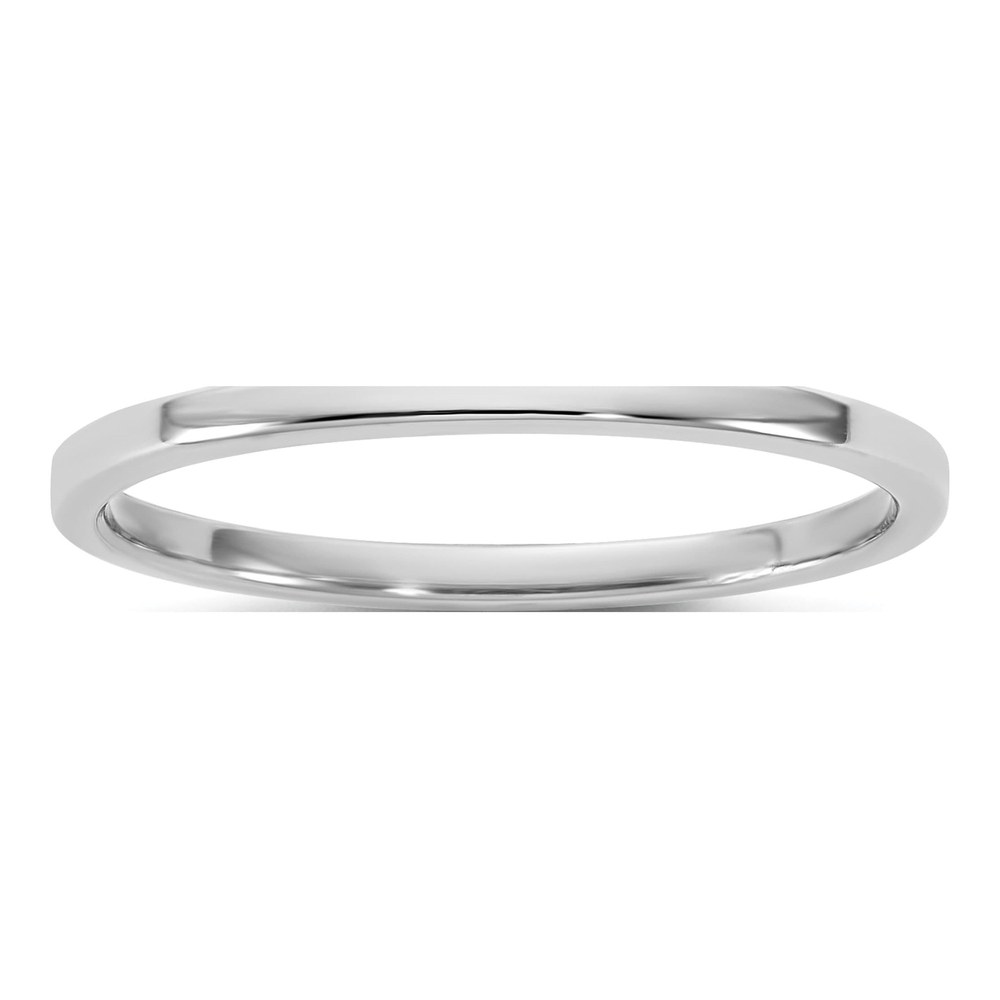 14K White Gold Rhodium-Plated 1.5mm Light-Weight Flat Band Size 4