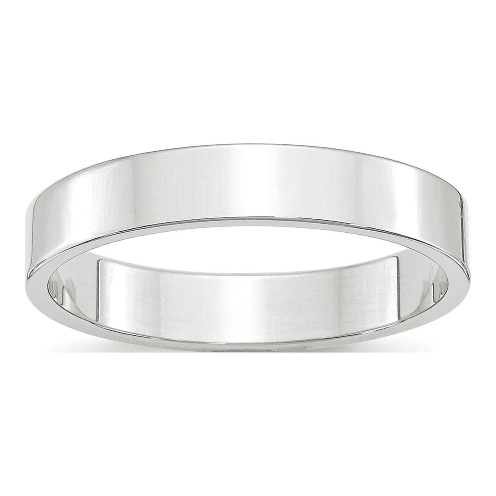 14K White Gold Rhodium-Plated 4mm Lightweight Flat Wedding Band Size 4