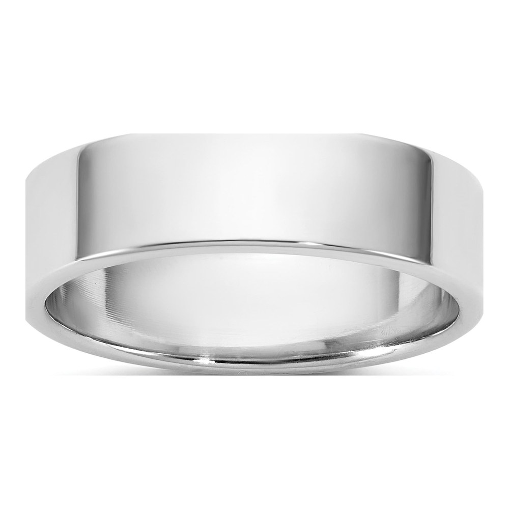 14K White Gold Rhodium-Plated 5.5mm Light-Weight Flat Band Size 5