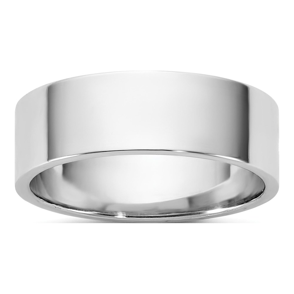 14K White Gold Rhodium-Plated 6.5mm Light-Weight Flat Band Size 10