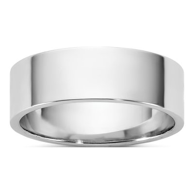 14K White Gold 6.5mm Flat Wedding Band