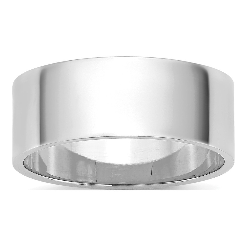 14K White Gold Rhodium-Plated 7mm Lightweight Flat Wedding Band Size 4