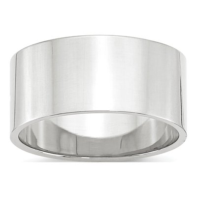 14K White Gold 10mm Flat Wedding Band