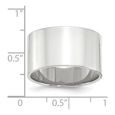 14K White Gold 12mm Flat Wedding Band – view 4