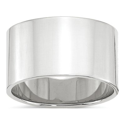 14K White Gold 12mm Flat Wedding Band