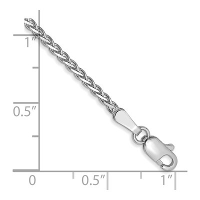 14K White Gold 7in Flat Wheat Bracelet, Lobster Clasp – view 3