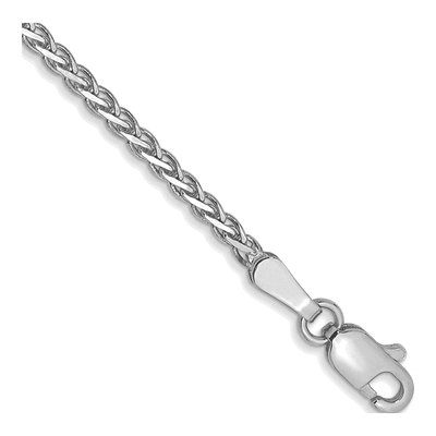 14K White Gold 7in Flat Wheat Bracelet, Lobster Clasp