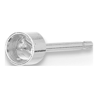 14K White Gold Bezel Post Earring Setting, Single – view 3