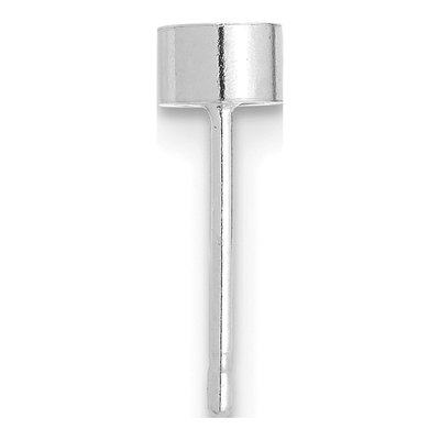 14K White Gold Bezel Post Earring Mounting, Single
