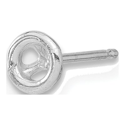 14K White Gold Round Bezel Earring Mounting, Each – view 3