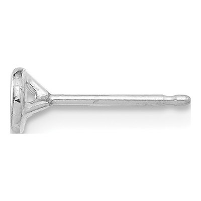 14K White Gold Round Bezel Earring Mounting, Each