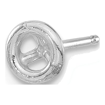 14K White Gold Round Bezel Earring Mounting – view 3
