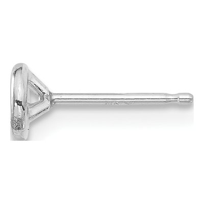 14K White Gold Round Bezel Earring Mounting