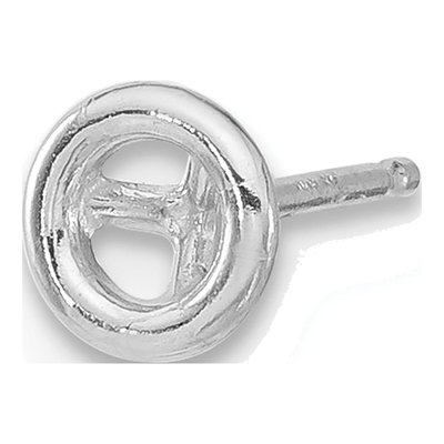 14K White Gold Round Bezel Earring Mounting – view 3