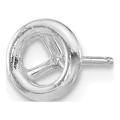 14K White Gold Round Bezel Earring Mounting – view 3